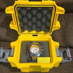 Pittsburgh Steelers official NFL 43mm Invicta Watch with Yellow Case.